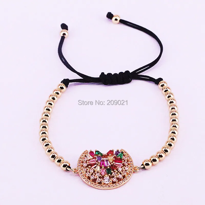 

10Pcs Colorful Cubic Zirconia Micro Pave Charm Braiding Bracelet Women Copper Beads Jewelry
