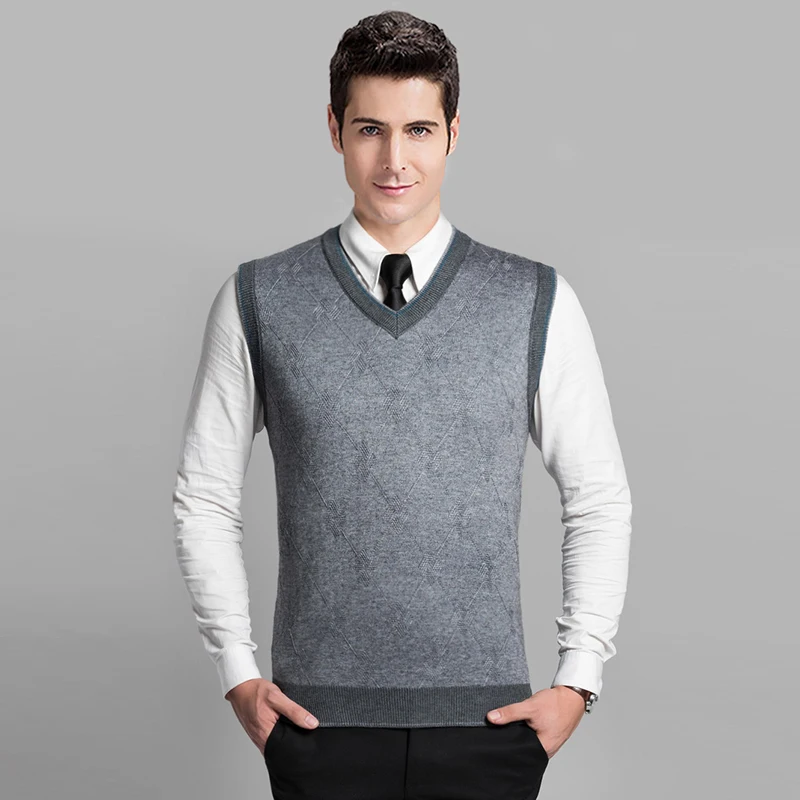 2016 новый осенне зимний классический свитер с v образным вырезом мужской
