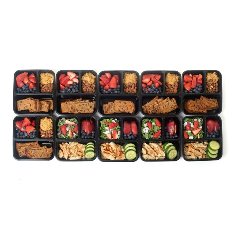 3 отсека Еда контейнеры для хранения с Крышки Bento Box Коробки обедов Пикник коробка