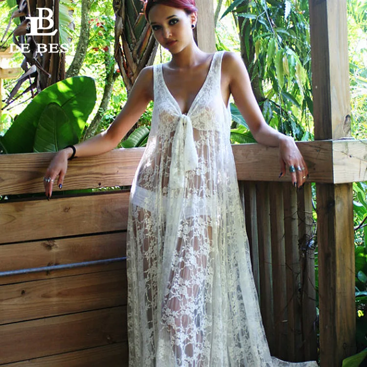 LEBESI Новинка 2017 сексуальная накидка сетчатая вязаная блузка ажурное парео топ с