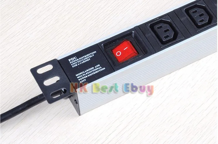 Многофункциональный 8 гнезд IEC C13 алюминиевый 1 м 5 мм провод 10А 16А 250В PDU розетка с
