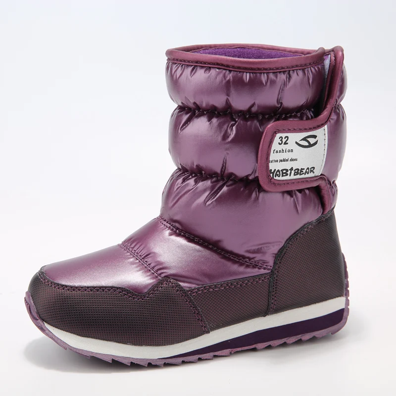 Purple HOBIBEAR/Детские зимние сапоги; зимние сапоги для девочек; детские зимние сапоги; цвет РОЗОВЫЙ, камуфляжный; Водонепроницаемая теплая обувь с подкладкой из искусственного меха; 757 - Цвет: Purple