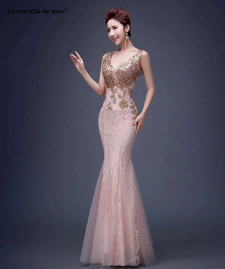 Vestido madrinha Кружева V шеи Вышивка sexy Русалка Бирюзовый Королевский синий цвет персик бордовые платья для подружки невесты длинные