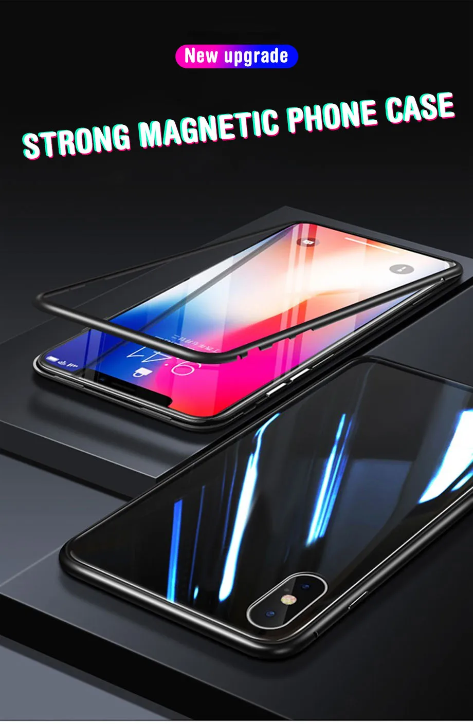 Роскошный Магнитный адсорбционный чехол для телефона для iPhone X Xs Max Xr 8 7 6 s Plus металлический магнит поглощение закаленное стекло откидная крышка Капа