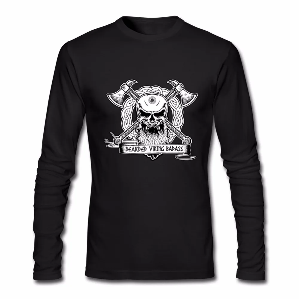 Хип-хоп бородатый Викинг задира Мужская футболка pp одежда Хлопок Crewneck рукавом