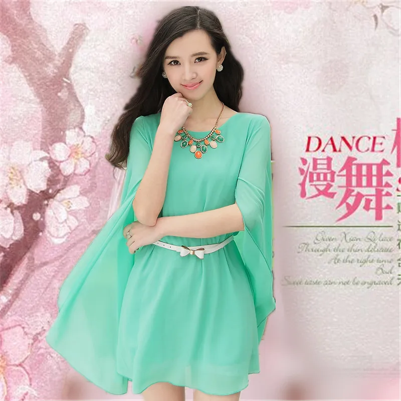 Женское свободное Повседневное платье-блузка платье-накидка с рукавом летучая