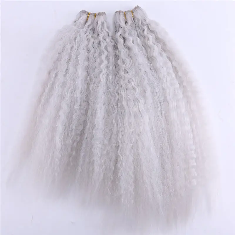 light grey Кудрявые прямые синтетические волосы пряди для шитья синтетические волосы для наращивания термостойкие волокна утки 1" 18" 2" упаковка из 2 - Цвет: light grey