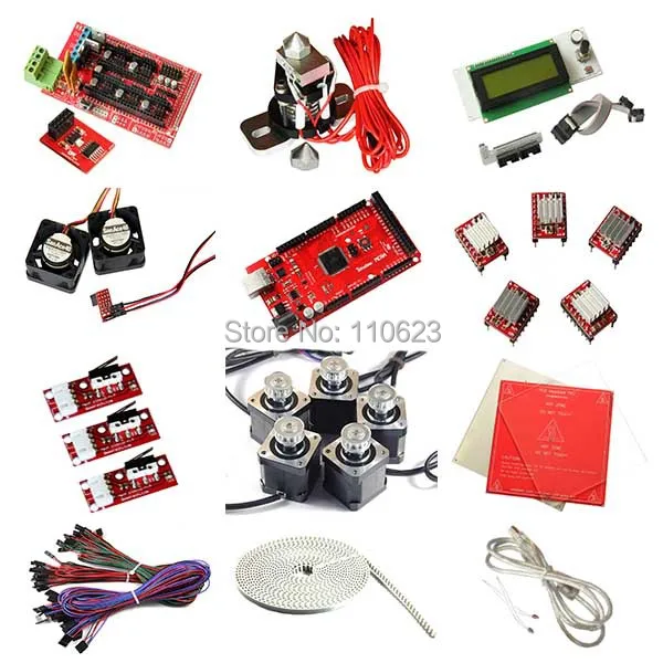 Полный 3D принтер стартовый набор Ramps1.4 LCD2004 heatbed MK2a Nema17 шаговый двигатель A4988