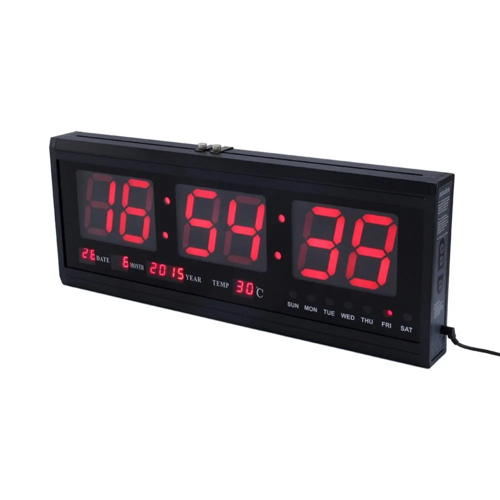 LED Wall Clock Digital Calendar Watch with Temperature Week and Date Battery Back up Big Numbers for Living Room Office | Дом и сад