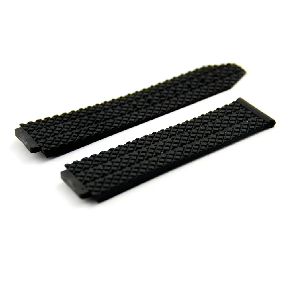 24mm Silicone Band Plastic Black Watch Band For HUBLOT 44-45 H BIG BANG Waterproof And Sweat-resistant Watch Band Accessories