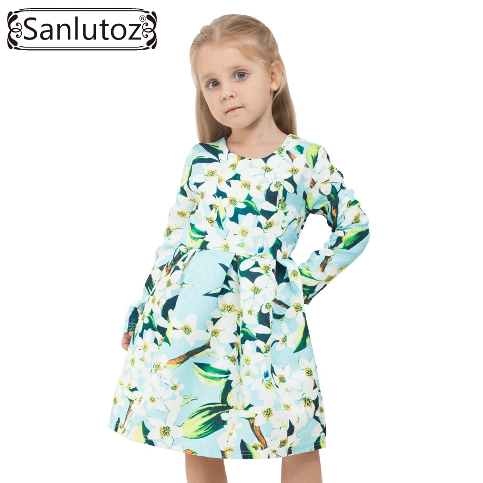 Платье для девочек с цветочным принтом зима 2016 детская одежда брендовая детское