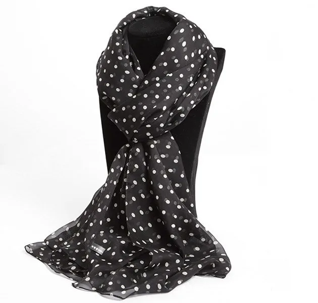 Женский зимний шарф в горошек черный или белый роскошный брендовый дизайнерский