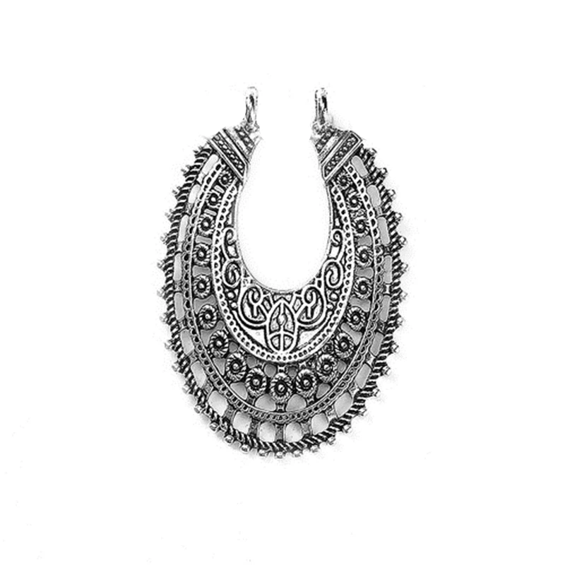 Разъемы DoreenBeads из цинкового сплава Овальные серебряные филигранные фурнитура
