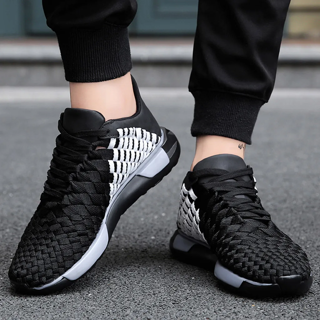 YOUYEDIAN Luxury Men Sneakers Black red Lace Up Flats Male Casual Shoes Thick-Soled Straps Breathable Sneakers Shoes#507g30