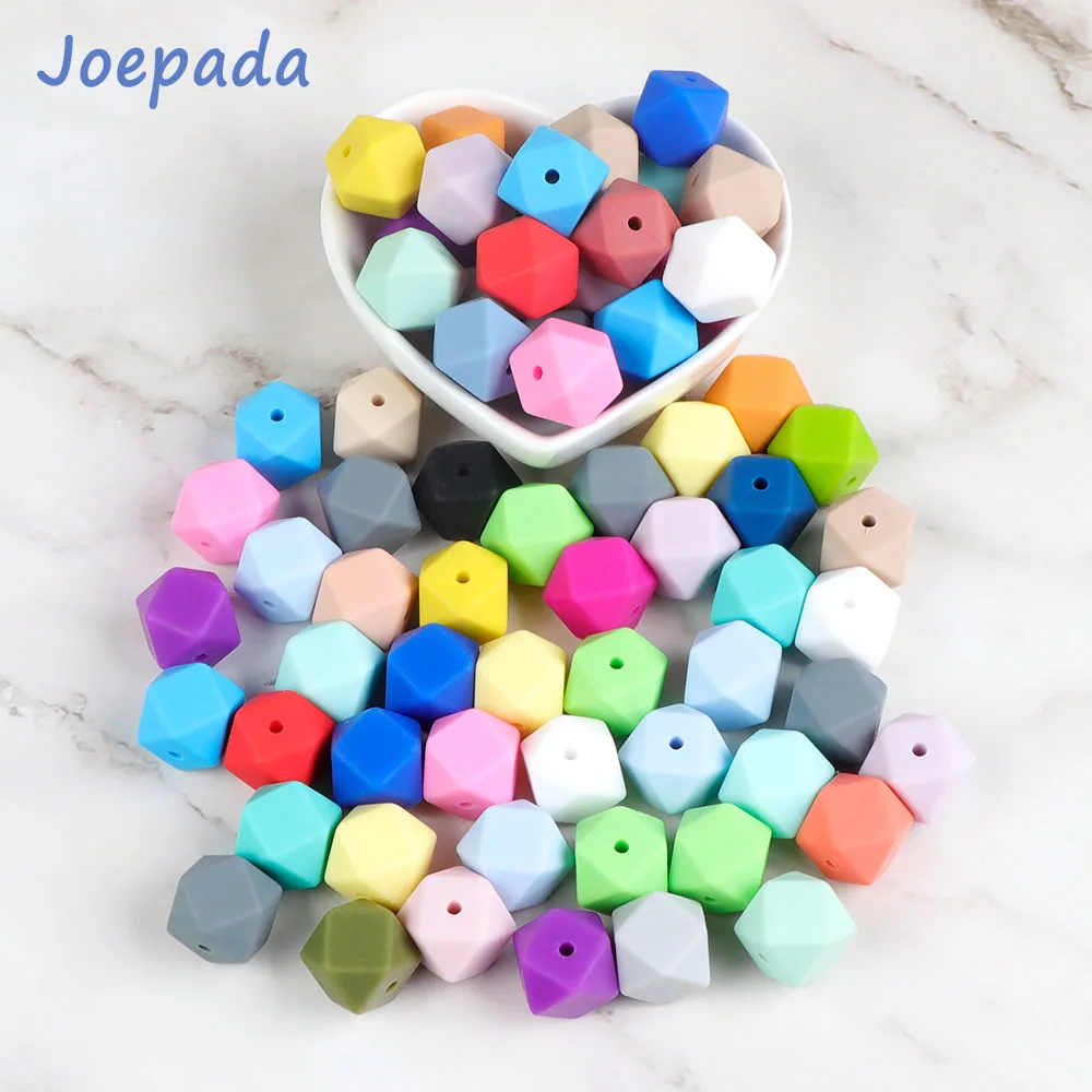 Joepada 10 шт. 14 мм шестигранные силиконовые бусины без бисфенола А детское ожерелье