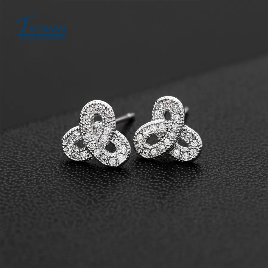 Новый дизайн роскошные фирменные серьги с бантом из циркония предпочтительный