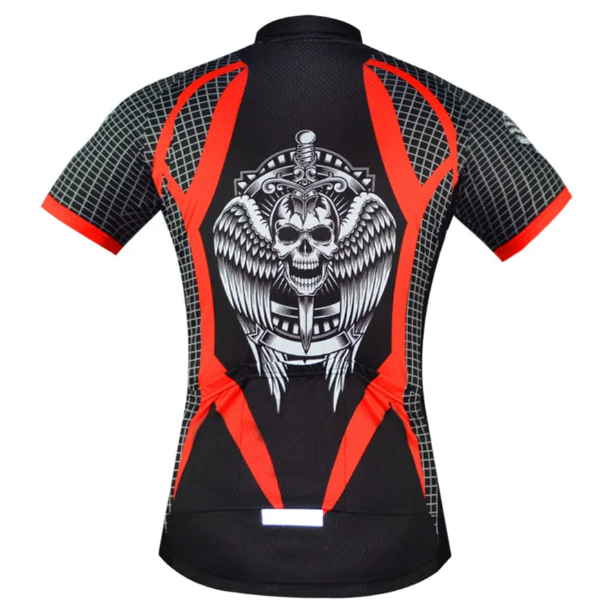 Skull Mountain Bike Clothing Short Sleeve Black Aogda Men's Cycling Jerseys Bibs Set Bicycle Shirts and Padded Bib Shorts | Спорт и