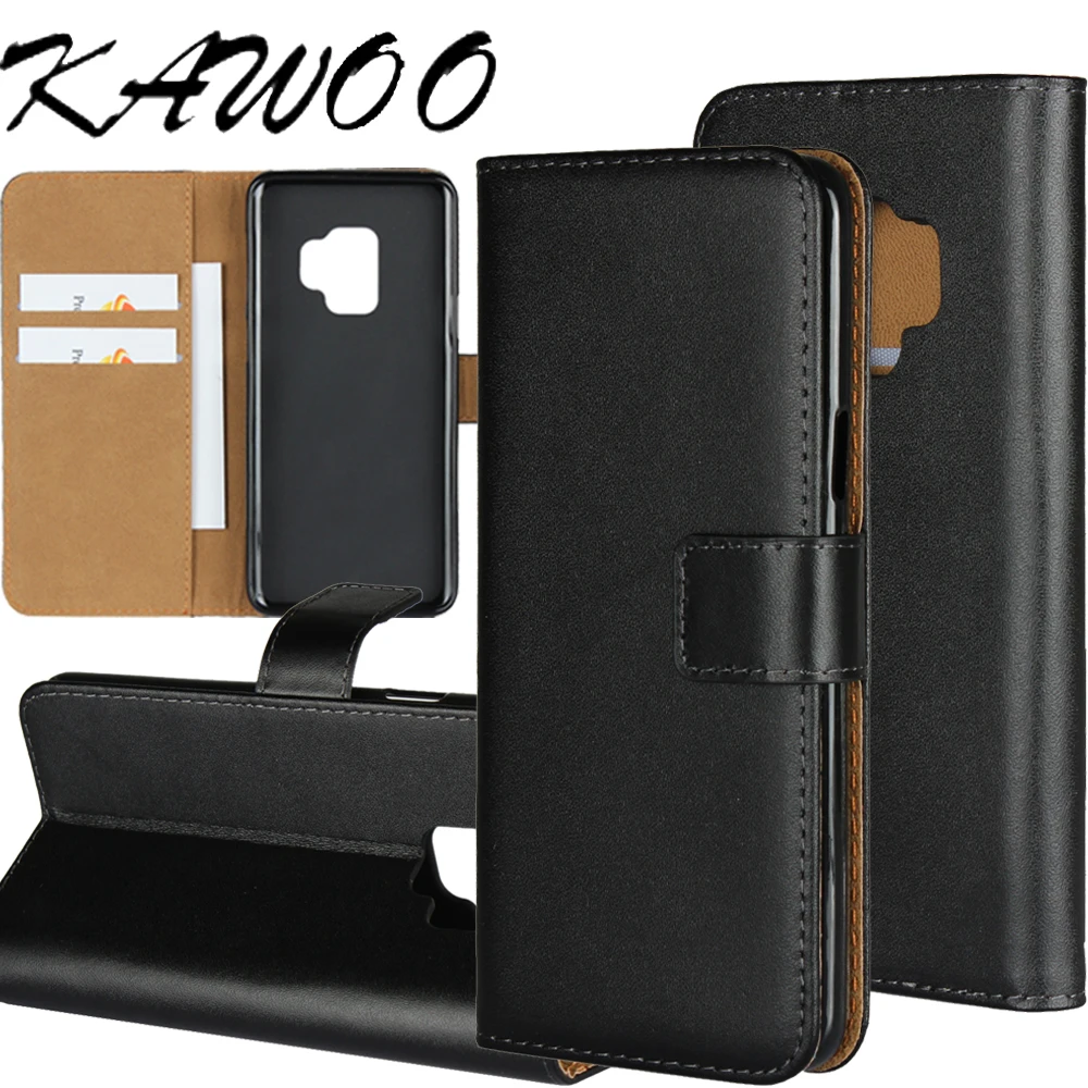 Чехол книжка из натуральной кожи с отделением для карт Samsung Galaxy S9 Plus S10 S8 S20|cover for