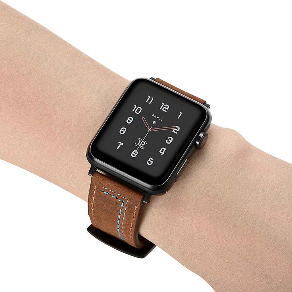 Ремешок кожаный для Apple watch band 44 мм 40 42 мм/38 браслет из натуральной кожи наручных