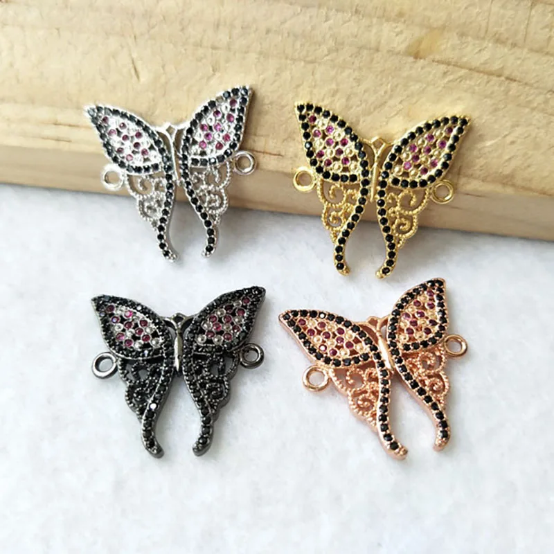 

10 Pieces CZ zircon Micro Pave butterfly Connector Double Bails Beads Charm,for DIY Bracelets Jewelry Finding CT316