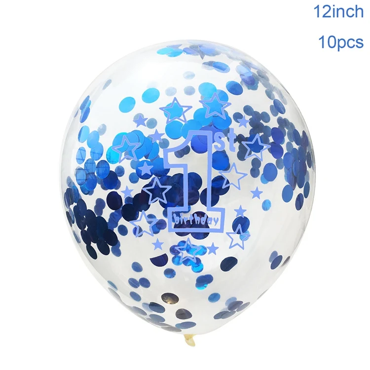 Blue Confetti Йориу Baby Shower мальчик девочка латексные шары набор конфетти мой 1-й День рождения украшения Дети С Днем Рождения шар 1 год - Цвет: Blue Confetti