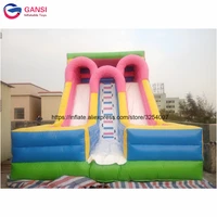 84 56m inflatable double lane slip and slide customized color inflatable bouncer slide with free blower