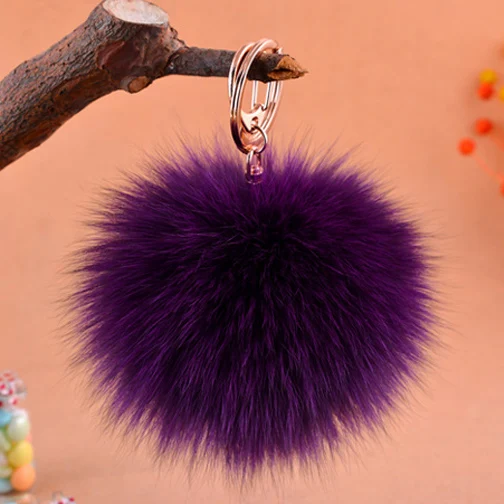 purple Модный мяч из лисьего меха, сумка для волос, брелок для автомобиля - Цвет: purple