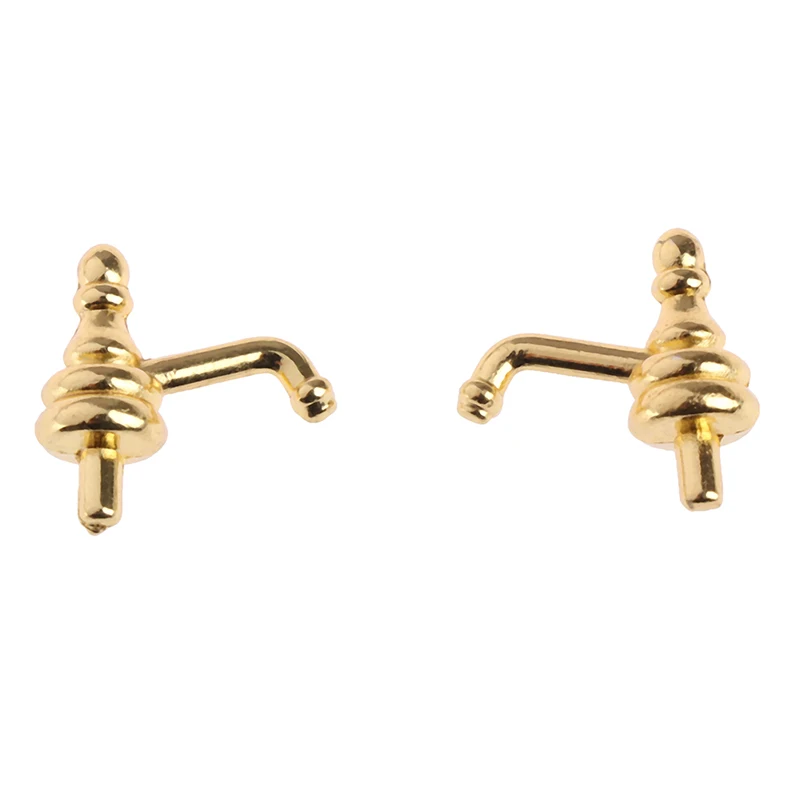 

2PCS Dollhouse Miniature Faucet 1:12 Miniature Metal Water Tap Faucet Dollhouse Bathroom Furniture Toy