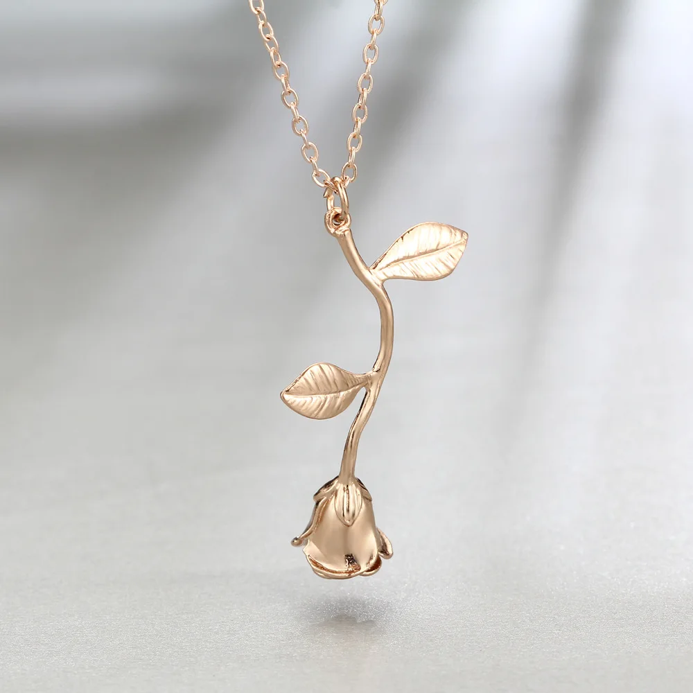 Женское колье чокер HOCOLE Bijoux Femme розовое золото с розовым цветком украшение в
