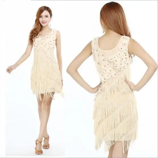 Новинка 2017 высокое качество бахрома платье для латинских танцев Женская