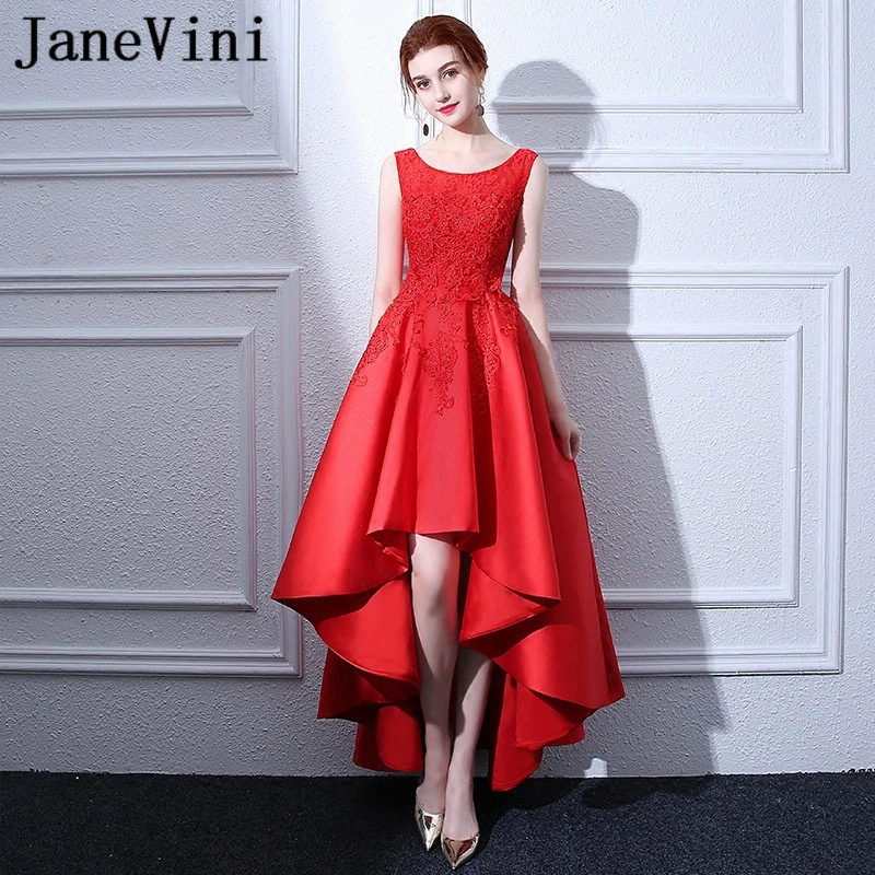 JaneVini Элегантные красные Высокие Низкие длинные платья подружки невесты