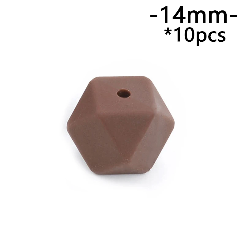 chocolate LOFCA 10 шт силиконовые бусины 14 мм шестигранные мини-бусины меньшего размера прорезиненное Силиконовое ожерелье для прорезывания зубов - Цвет: chocolate