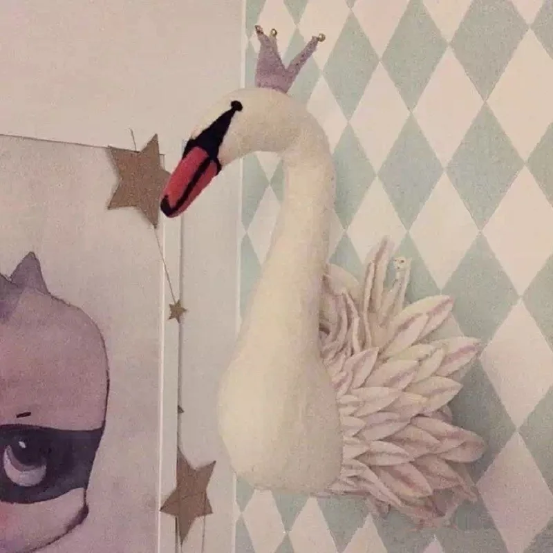 

New Arrival 3D Wall Decorations Cute Swan Stuffed Dolls Bedroom Wall Hanging Weddings Birthday Toys Gifts For Kids Adults