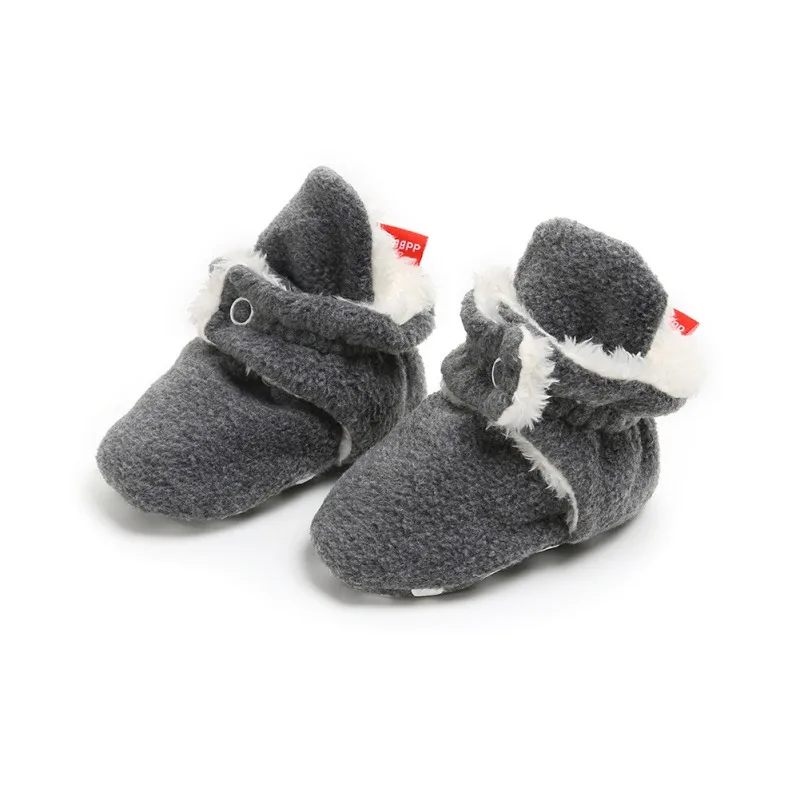 DH Унисекс для новорожденных Cozie из искусственного флиса Bootie зимняя теплая детская кроватка для новорожденных обувь классический напольный мальчиков M - Цвет: DH