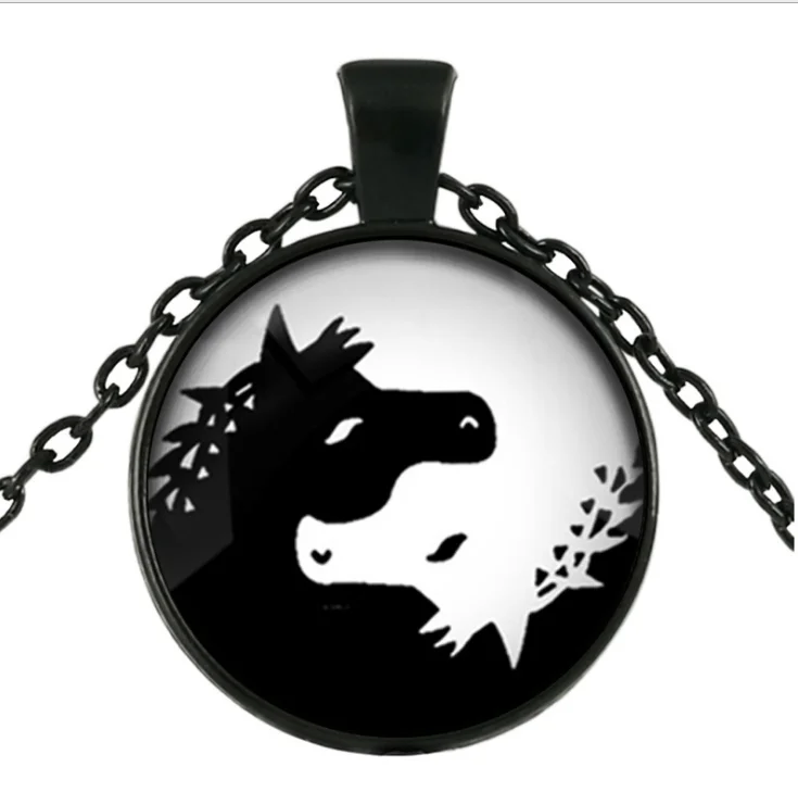Новинка 2017 ожерелье-подвеска драгоценные камни рисунок Тай Чи черно-белая лошадь