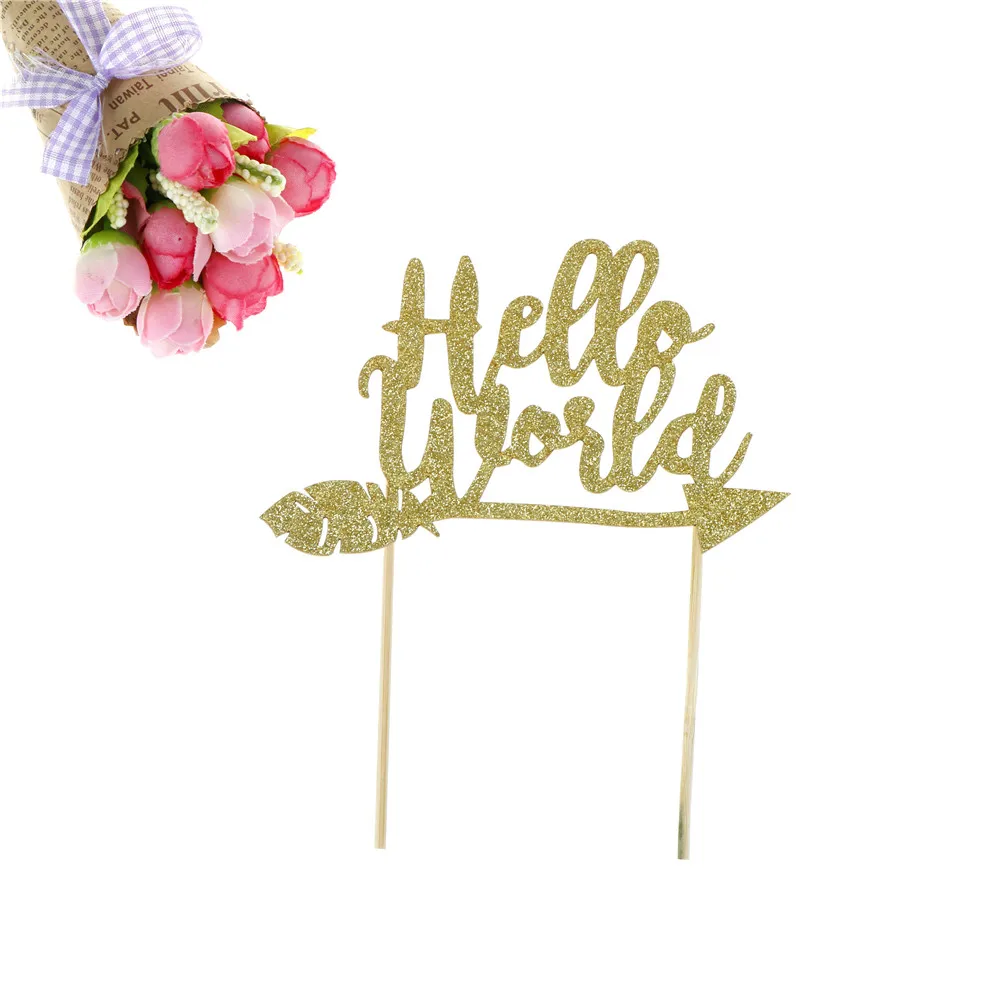 1 шт. торты для кексов с золотым блеском и надписью Wild One Hello World первого дня