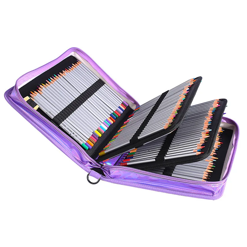 

160 Holes Big Pencil Case School Laser PU pecncil box waterproof Pencilcase Sketch Brush pen Pencil Bag Tools