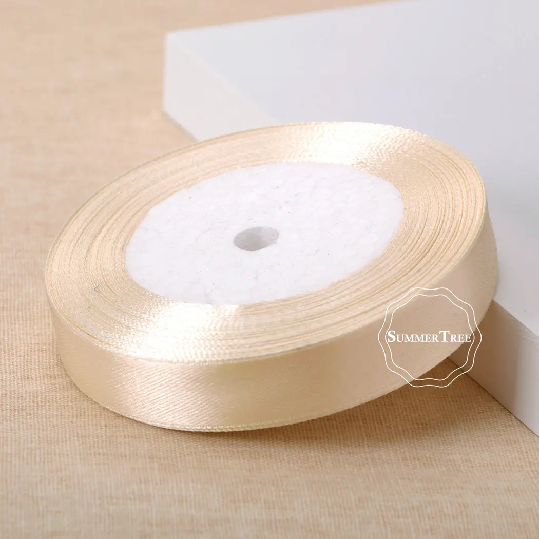 Ivory 25 метров 5/8 inch 15 мм атласной лентой створки подарок лук DIY Craft Свадебная вечеринка принадлежности ручной события Юбилей банкетный украшения - Цвет: Ivory
