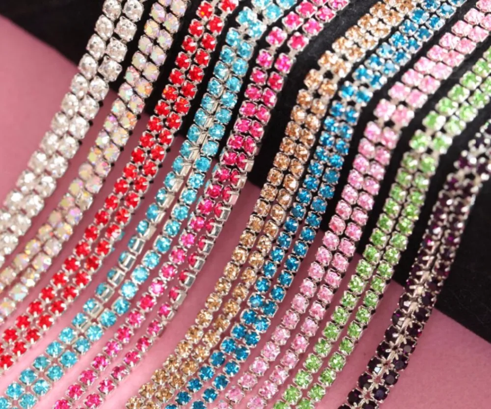 10 ярдов Bling Black Jet цвет DIY плотная черная основа коготь Кристалл Стразы цепь для свадебной одежды художественное украшение