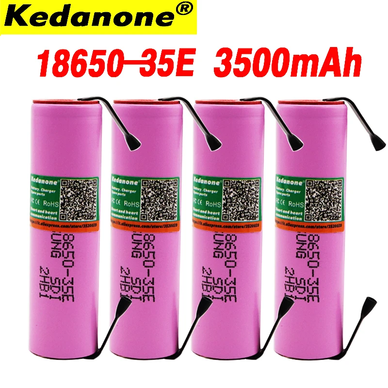 Для samsung 18650 3500mAh 13A разрядка INR18650 35E батарея li ion 3 7 v аккумуляторная + DIY