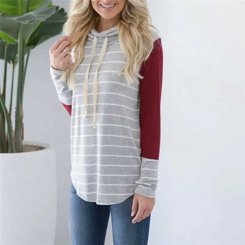 Pregnant Maternity Womens Nursing Clothes Stripe Long Sleeve Round Neck Breastfeeding Blouse Fashion Top Plus Size S-2XL