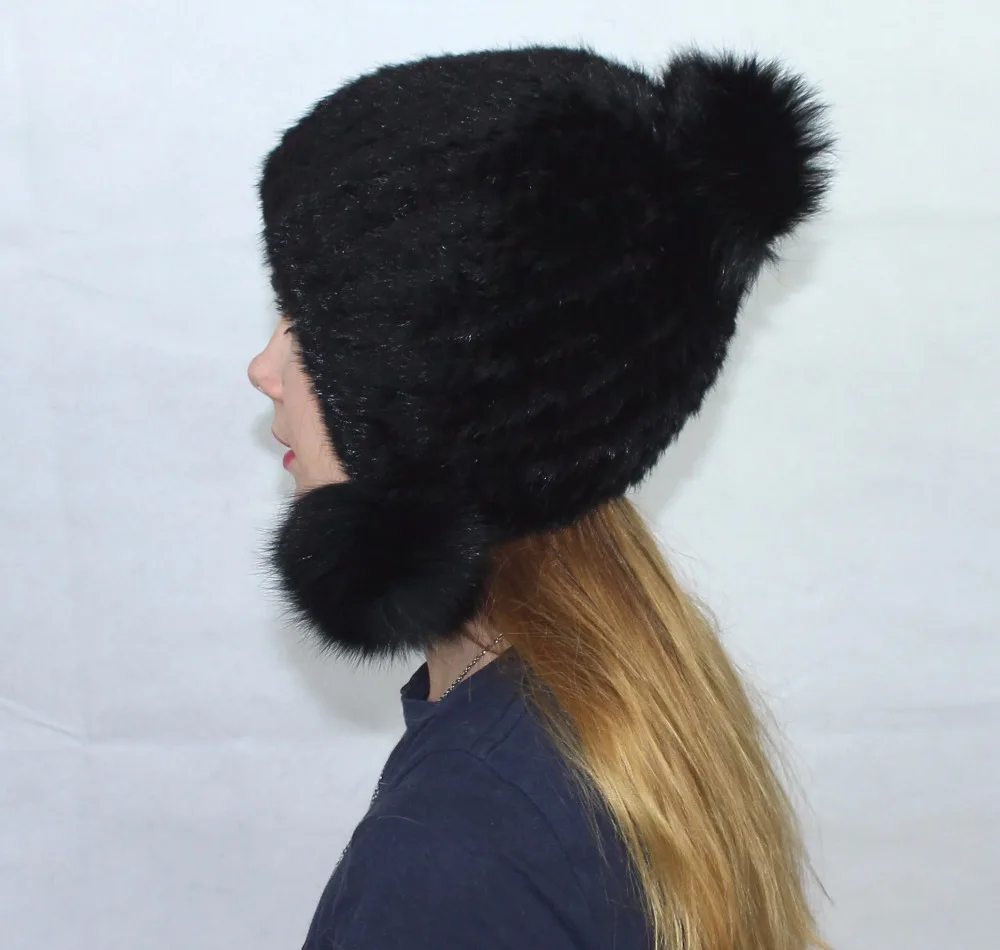 Linhaoshengyue Мода женщин реального норки шляпа с лисой мяч Зимние Теплые cap