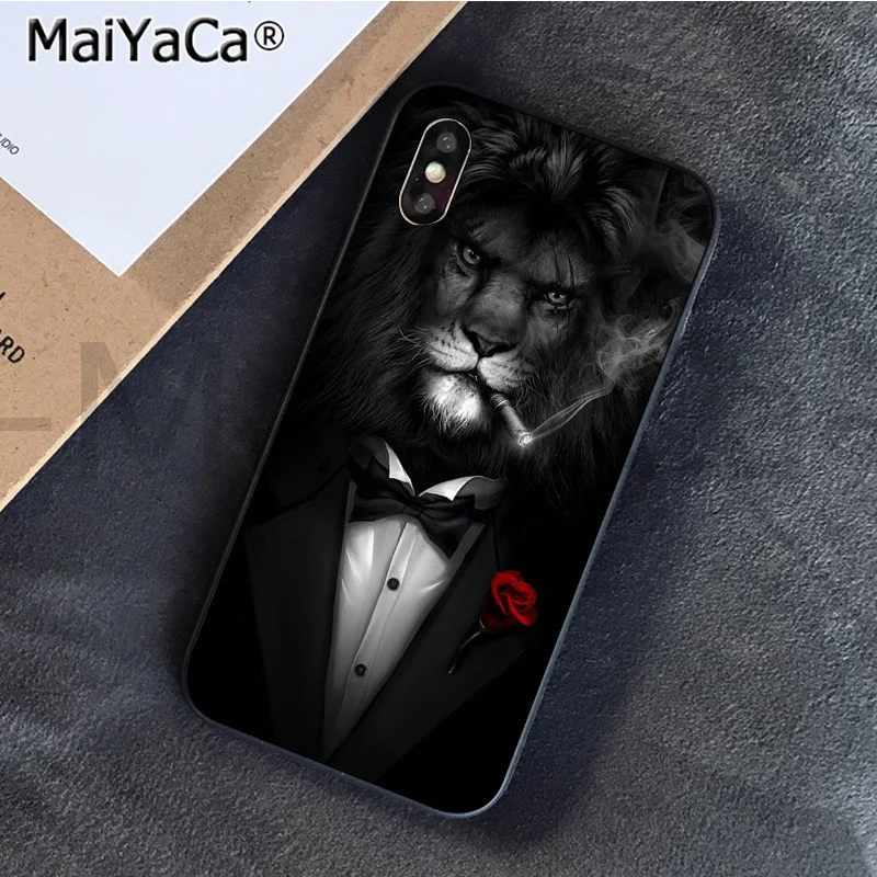 MaiYaCa Animaux Лев новое поступление черный сотовый Чехол для телефона для iphone 11 pro 6S 6plus 7plus 8 8Plus X Xs MAX 5S XR - Цвет: A7