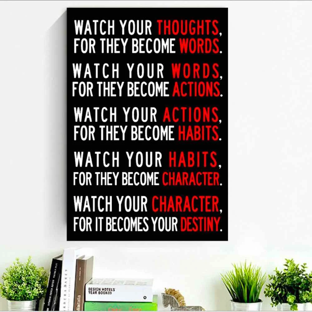 HAOCHU Watch Your Thoughts Poster For Living Room Home Decor Painting Print Simple Nordic Wall Picture Canvas | Дом и сад