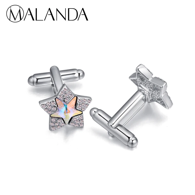 MALANDA Кристалл от Swarovski Звезда Форма мужские запонки Мода Джентльмен рубашка
