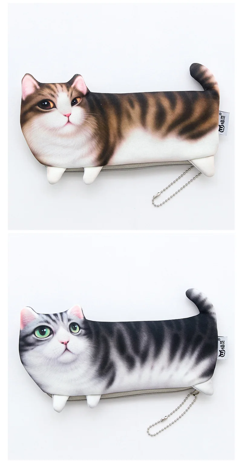 Милый 3D чехол для карандашей с кошкой papelaria, мягкий чехол для карандашей с ворсом, Канцелярский материал escolor, школьные принадлежности
