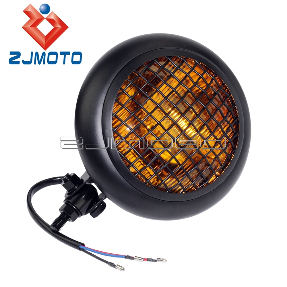 Черная фара дальнего/ближнего света сетчатый гриль винтажная передняя для Кафе