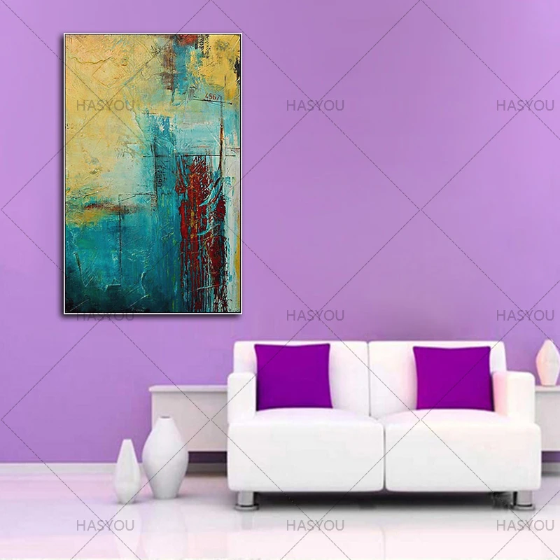 

Perfect Blue Art Wall Painting Unframed Modern Abstract Art Painting On Canvas For Home Decoration 100% Handmade on Canvas