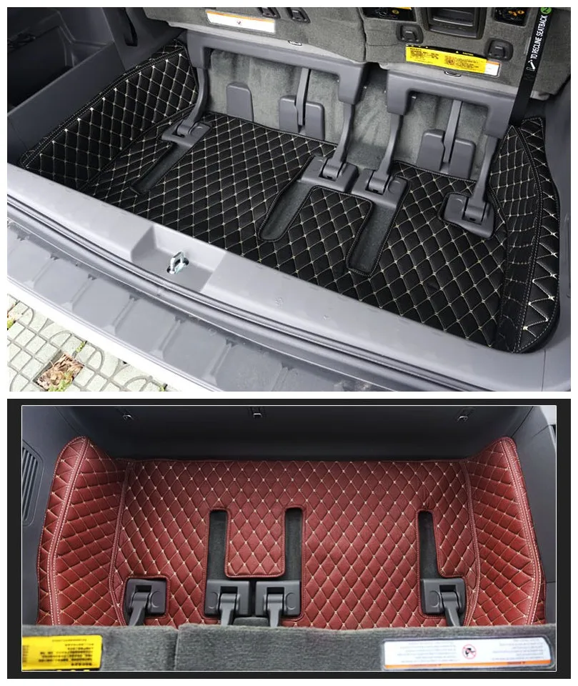 

For TOYOTA SIENNA 2011-2018 Full Rear Trunk Tray Liner Cargo Mat Floor Protector foot pad mats Embroidery Leather