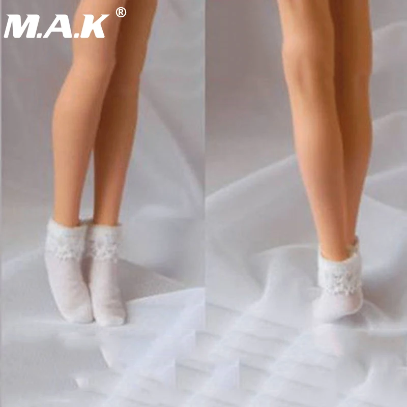 

One Pair 1/6 Scale Cute White Socks for 12 Inches Figures and Bodies Dolls Accessories